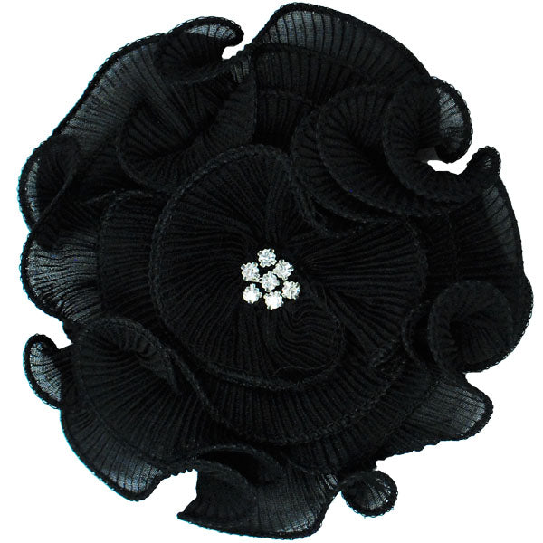 Ruffled Flower with Rhinestone Center Applique/Patch Sequin & Beaded Appliques