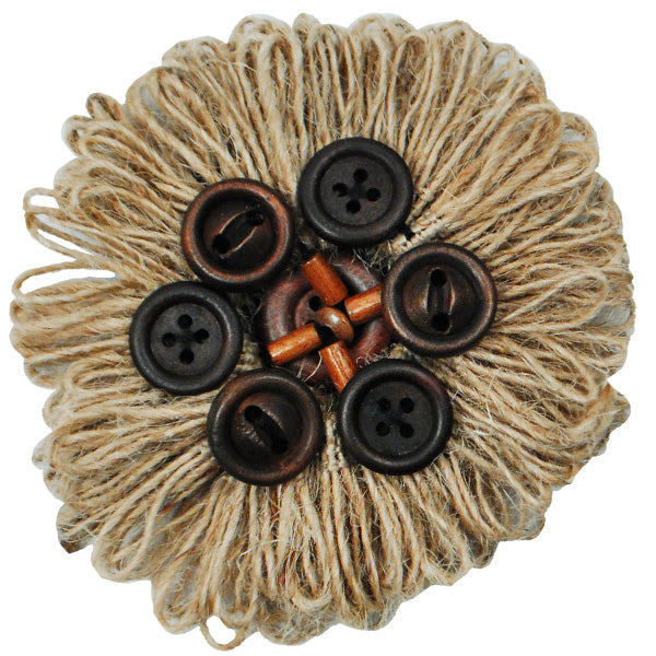 Hemp Loop and Button Round Applique/Patch 3 1/2" - Natural Appliques