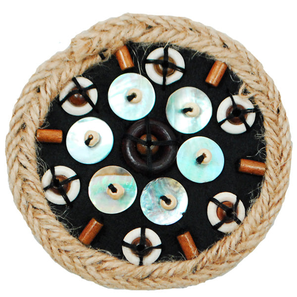 Natural Hemp Braided and Beaded Round Applique/Patch 3" Appliques