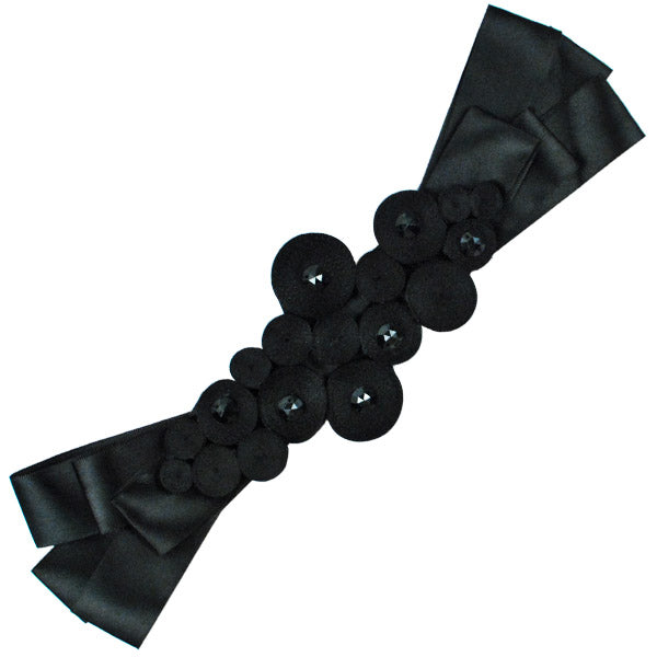 Rolled Ribbon Bow Applique/Patch Black Appliques