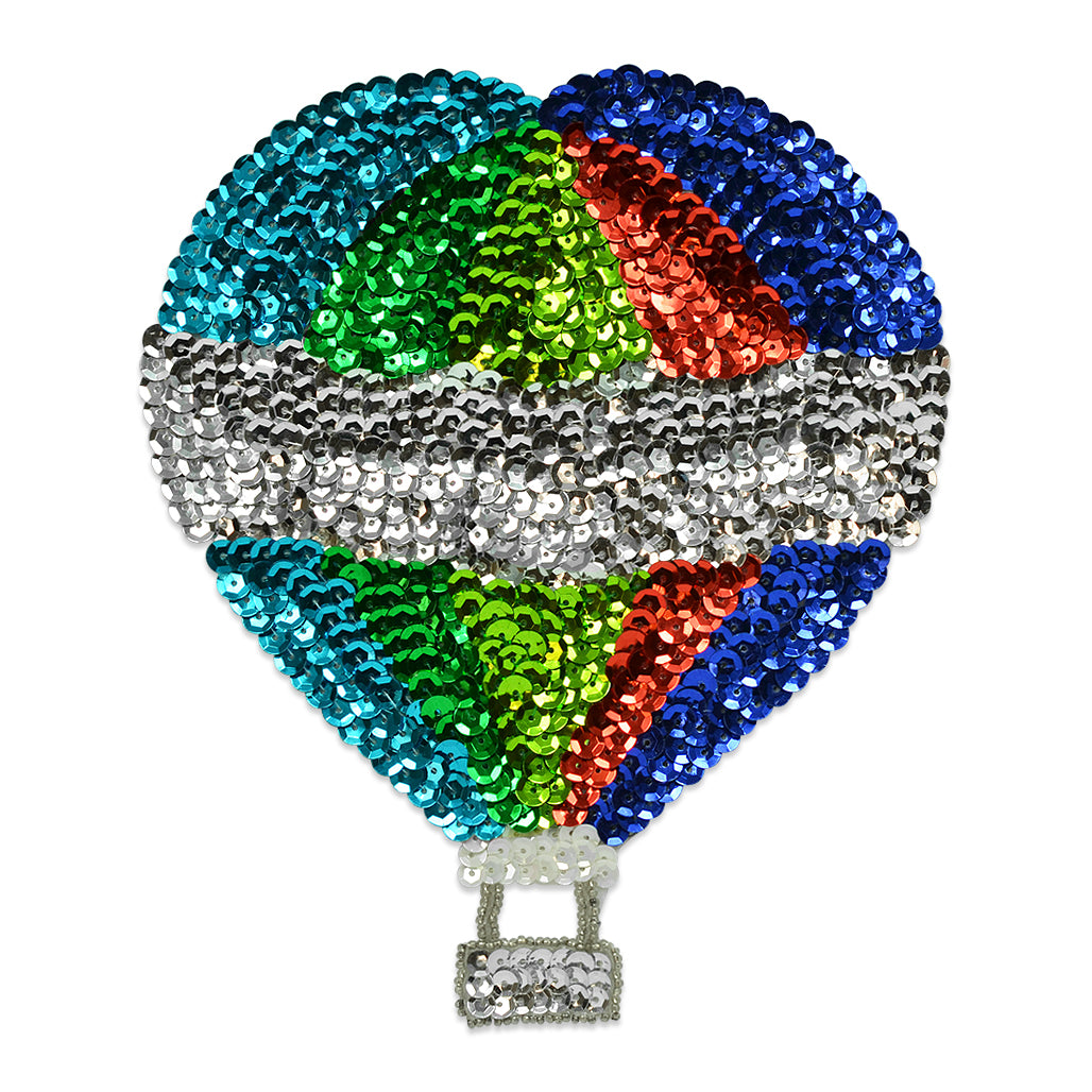 Hot Air Balloon Sequin Applique/Patch - Large - Multi Colors Appliques