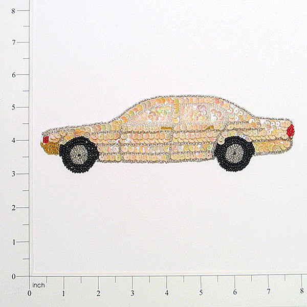 Automobile Sequin Applique/Patch 7 1/2" x 2 1/4" - Multi Colors Sequin & Beaded Appliques