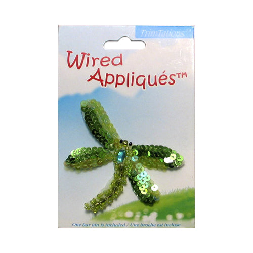 Dragonfly Wired Sequin Applique/Patch Lime Sequin & Beaded Appliques