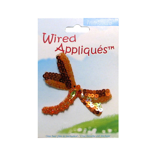 Dragonfly Wired Sequin Applique/Patch Orange Sequin & Beaded Appliques