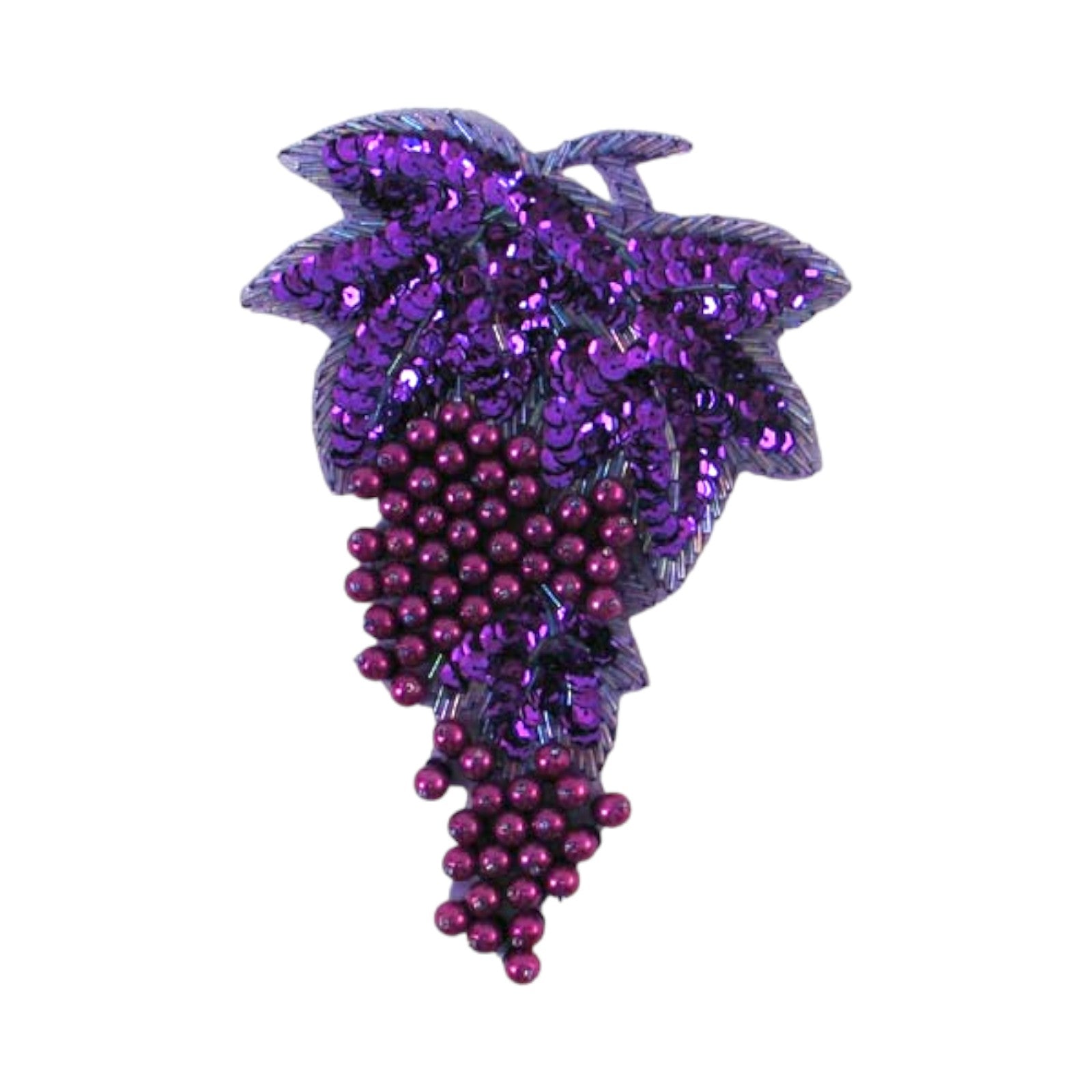 Grape Cluster Sequin Applique/Patch 7 1/4" x 5 1/4" Purple Sequin & Beaded Appliques