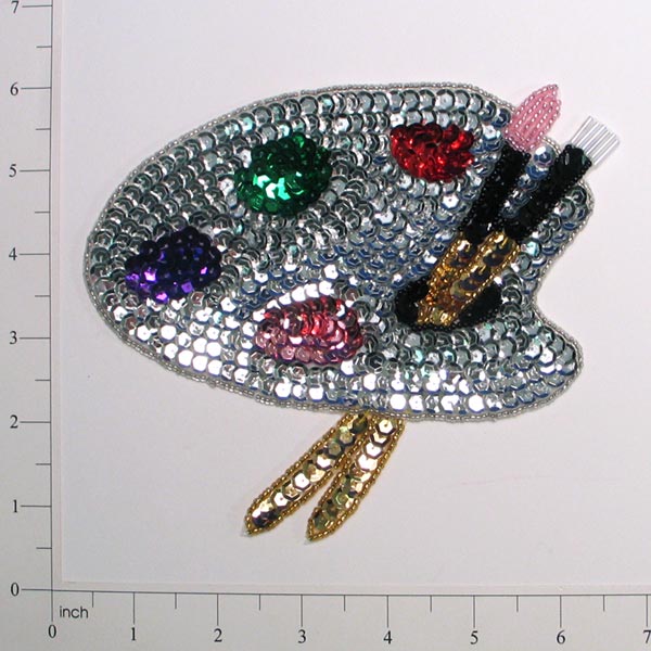 Artist Pallette Sequin Applique/Patch - Silver Multi Sequin & Beaded Appliques