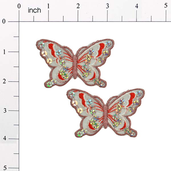 Iron-On Butterfly Sequin Applique/Patch Pack of 2 Appliques