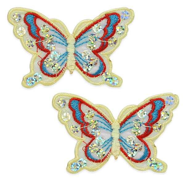Iron-On Butterfly Sequin Applique/Patch Pack of 2 Multi Colors Appliques