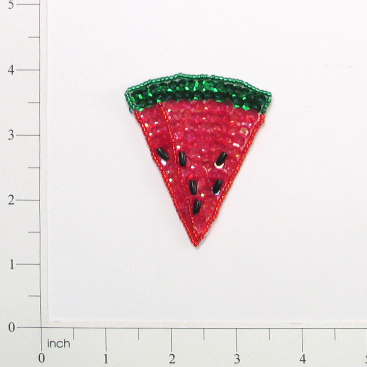 2 1/2" x 2 1/4" Watermelon Slice Sequin Applique/Patch - Multi Colors Sequin & Beaded Appliques