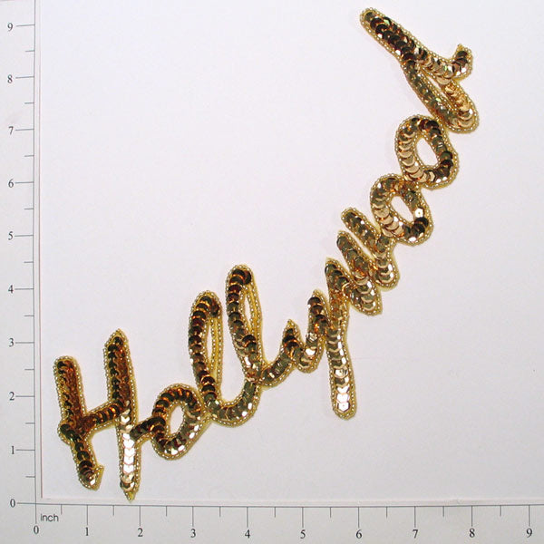 10" x 4" Hollywood Sequin Applique/Patch - Gold Sequin & Beaded Appliques