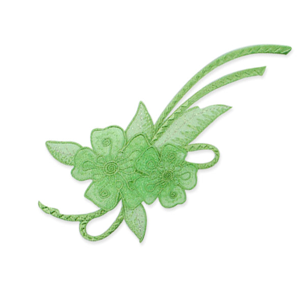 Iron-On Embellished Floral Applique - Lime Iron-on Embroidered Appliques