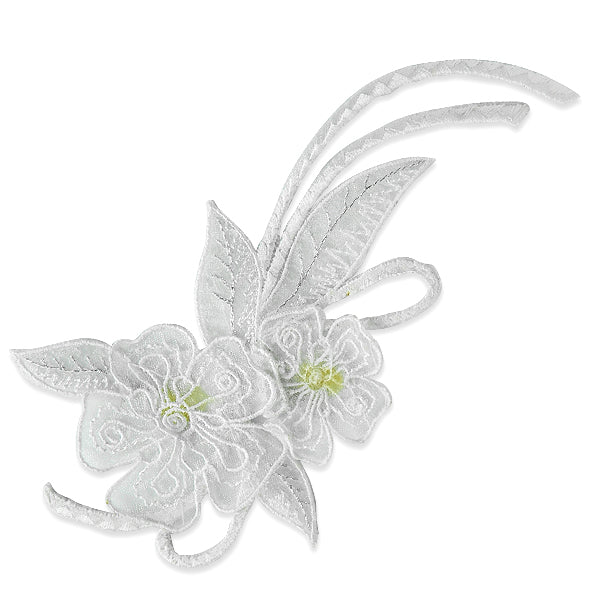 Iron-On Embellished Floral Applique/Patch White Iron-on Embroidered Appliques