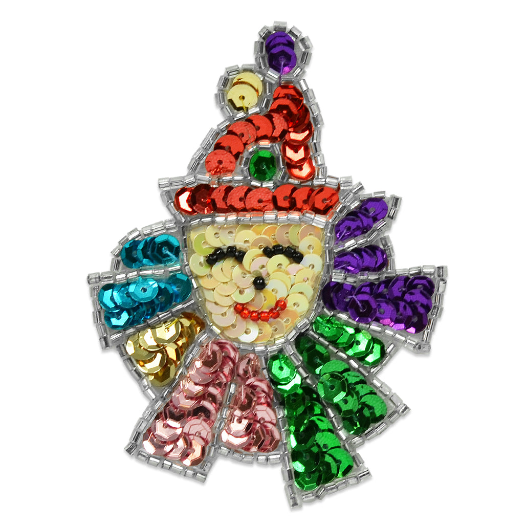 3 1/4" x 2 3/8" Mardi Gras Mime Sequin Applique/Patch - Multi Colors Sequin & Beaded Appliques