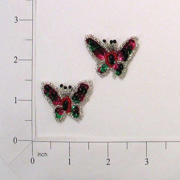 Rainbow Butterfly Sequin Applique/Patch Pack of 2 - Multi Colors Sequin & Beaded Appliques