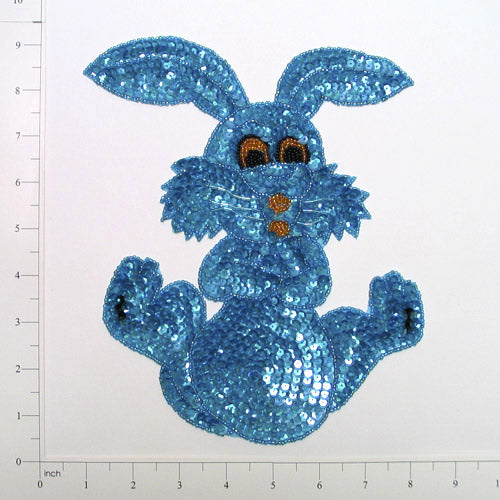 Bunny Rabbit Sequin Applique/Patch - Aqua Blue Sequin & Beaded Appliques