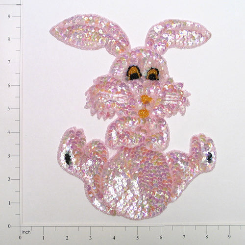 Bunny Rabbit Sequin Applique/Patch - Light Pink Sequin & Beaded Appliques