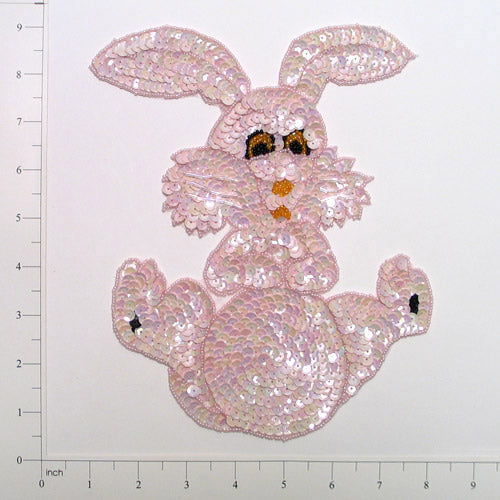 Bunny Rabbit Sequin Applique/Patch - Pink Sequin & Beaded Appliques