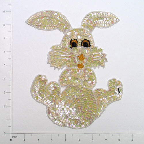 Bunny Rabbit Applique/Patch - Topaz Sequin & Beaded Appliques