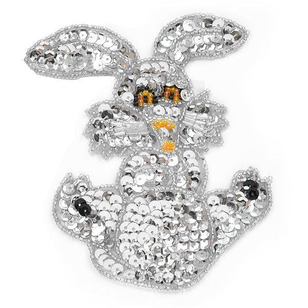 Bunny Rabbit Sequin Applique/Patch - Silver Appliques