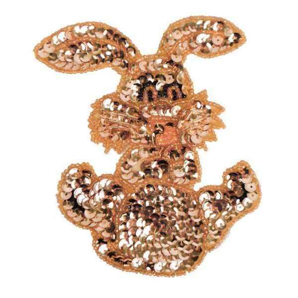 Bunny Rabbit Sequin Applique/Patch - Gold Appliques