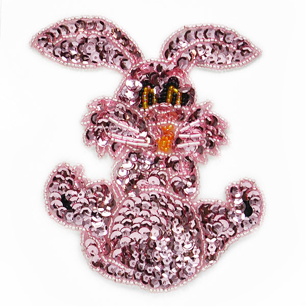 Bunny Rabbit Sequin Applique/Patch - Mauve Appliques