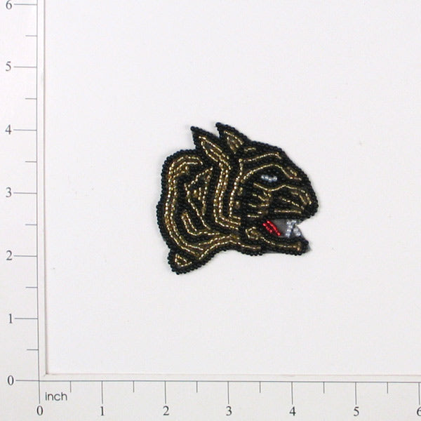 Tiger Face Beaded Applique - Matte Olive Sequin & Beaded Appliques