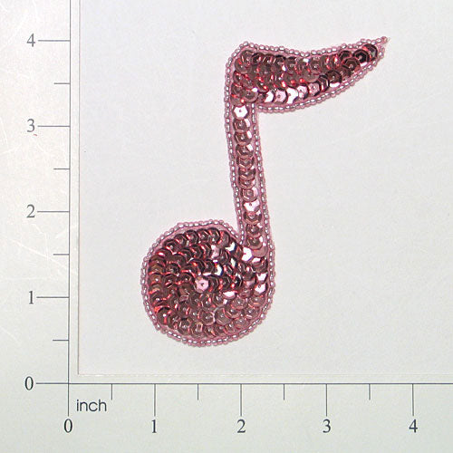 1/4 Note Sequin Applique/Patch Mauve Sequin & Beaded Appliques