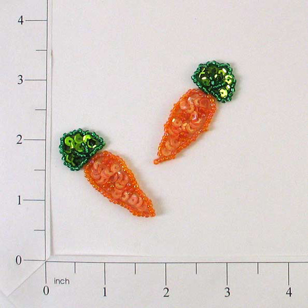 Carrots Sequin Applique/Patch Pack of 2 - Orange Multi Sequin & Beaded Appliques