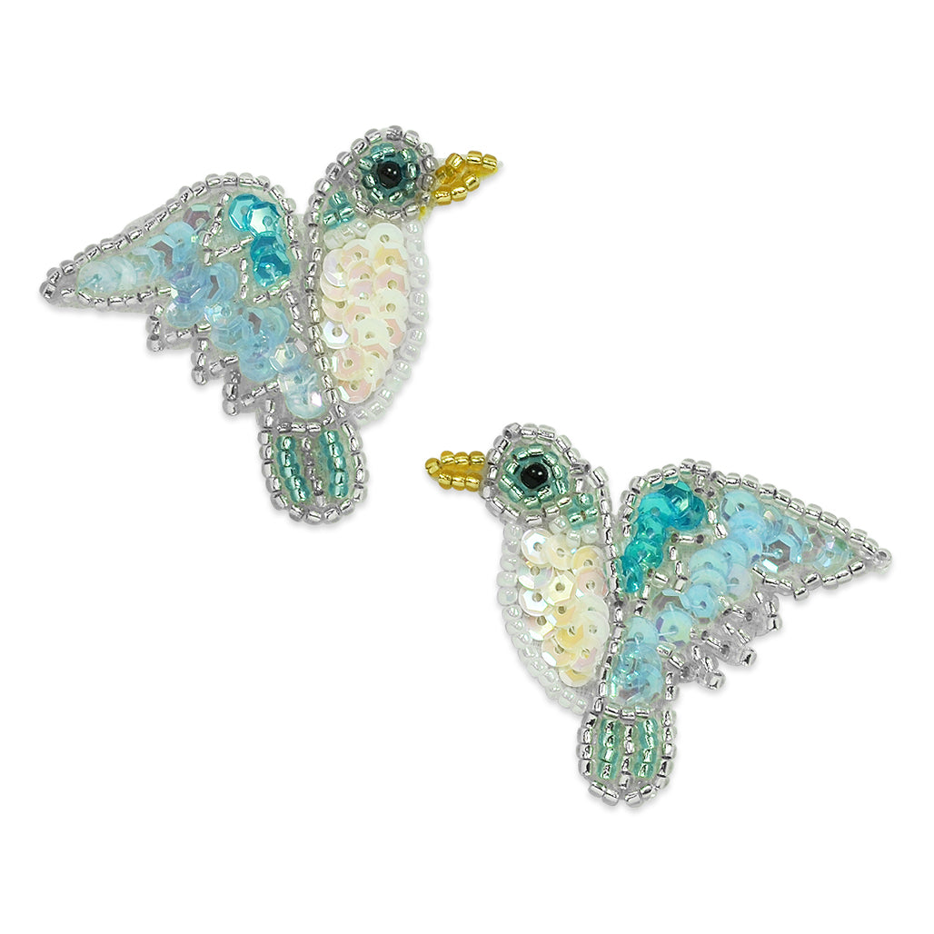 Hummingbird Sequin Applique/Patch Pack of 2 - Multi Colors Sequin & Beaded Appliques