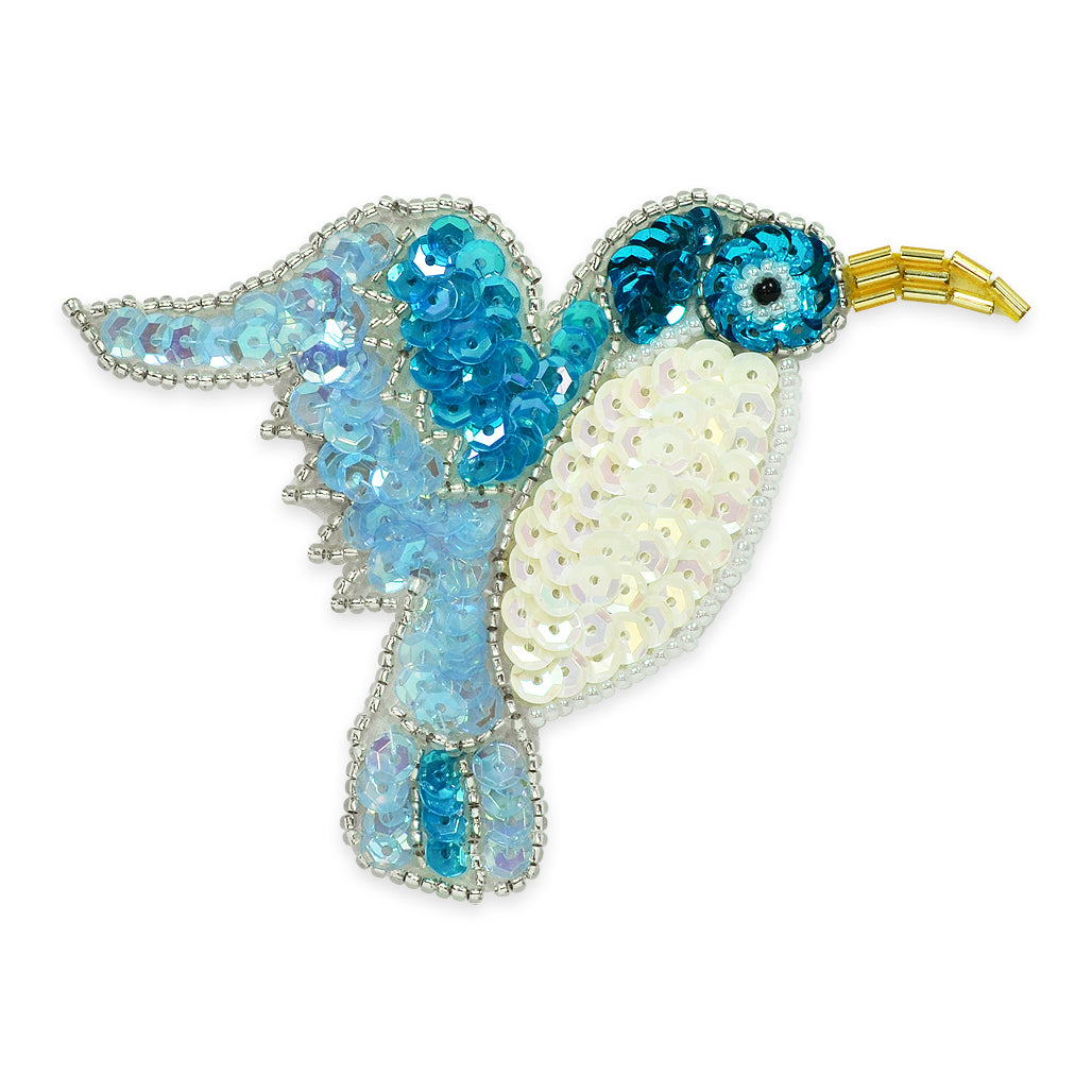3 3/4" x 3 1/4" Hummingbird Sequin Applique/Patch - Multi Colors Appliques