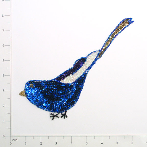 Blue Jay Sequin Applique/Patch - Blue Multi Sequin & Beaded Appliques