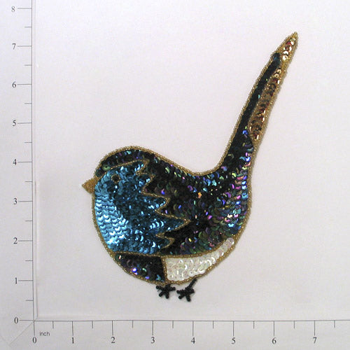 Blue Bird Sequin Applique/Patch - Multi Colors Sequin & Beaded Appliques