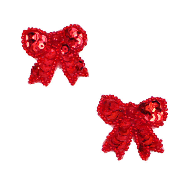 Bows Sequin Applique/Patch Pack of 2 Red Sequin & Beaded Appliques