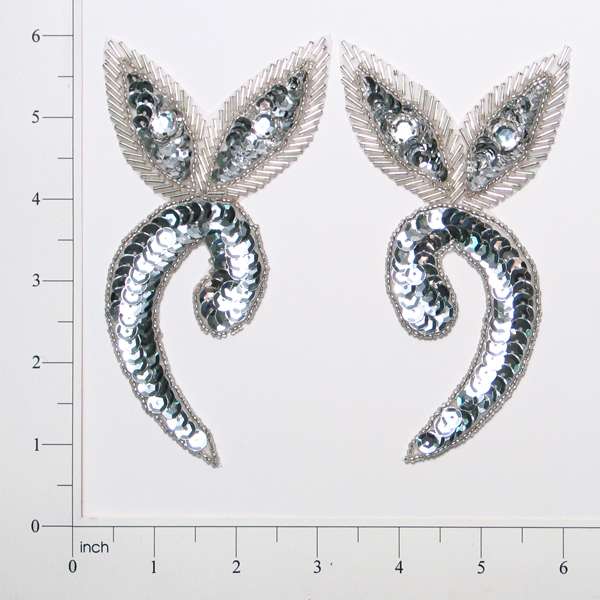 Emblem Sequin Applique Pack of 2 Silver Sequin & Beaded Appliques