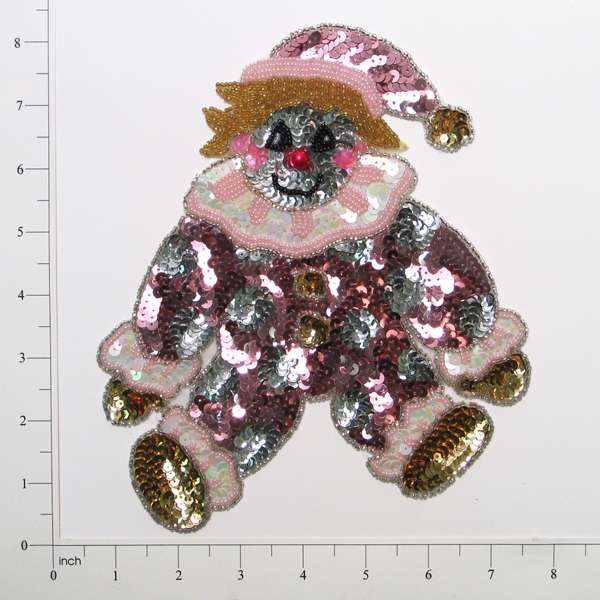 Glitzy Clown Sequin Applique/Patch - Mauve Multi Sequin & Beaded Appliques