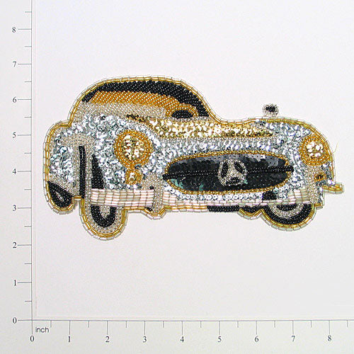Mercedes Sequin Applique/Patch 8 1/4" x 4 1/2" - Multi Colors Sequin & Beaded Appliques