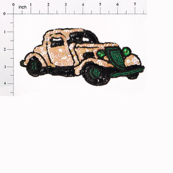 1920's Automobile Beaded Sequin Applique/Patch 6 3/4" x 3" - Multi Colors Sequin & Beaded Appliques