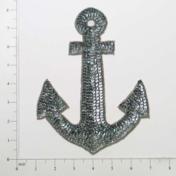 Anchor Sequin Applique/Patch Silver Sequin & Beaded Appliques