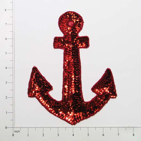 Anchor Sequin Applique/Patch Red Sequin & Beaded Appliques
