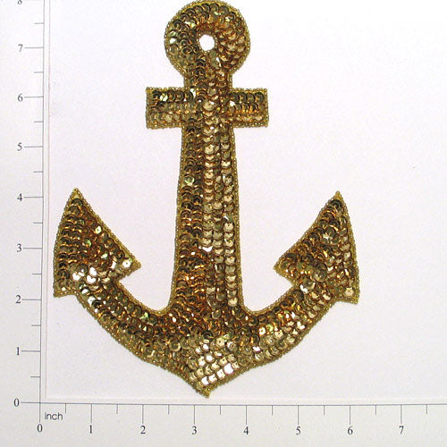 Anchor Sequin Applique/Patch Gold Sequin & Beaded Appliques