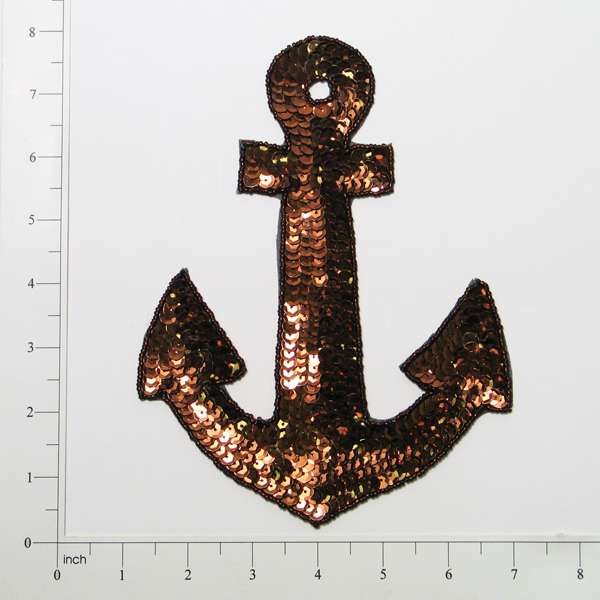Anchor Sequin Applique/Patch Bronze Sequin & Beaded Appliques