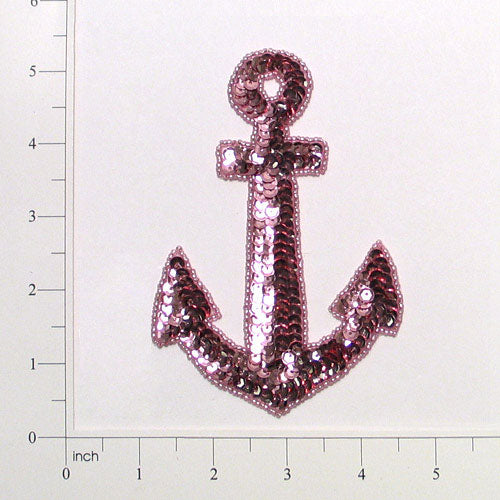 4 3/4" x 3 1/4" Anchor Sequin Applique/Patch Mauve Sequin & Beaded Appliques