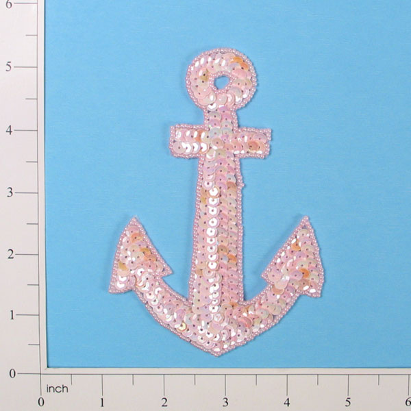 4 3/4" x 3 1/4" Anchor Sequin Applique/Patch Rose Sequin & Beaded Appliques