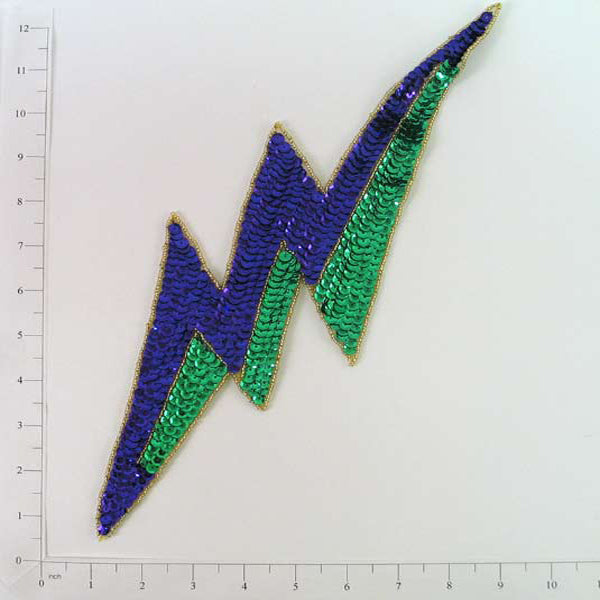 Mardi Gras Lightning Bolt Applique/Patch Purple Multi Geometric Shape Appliques