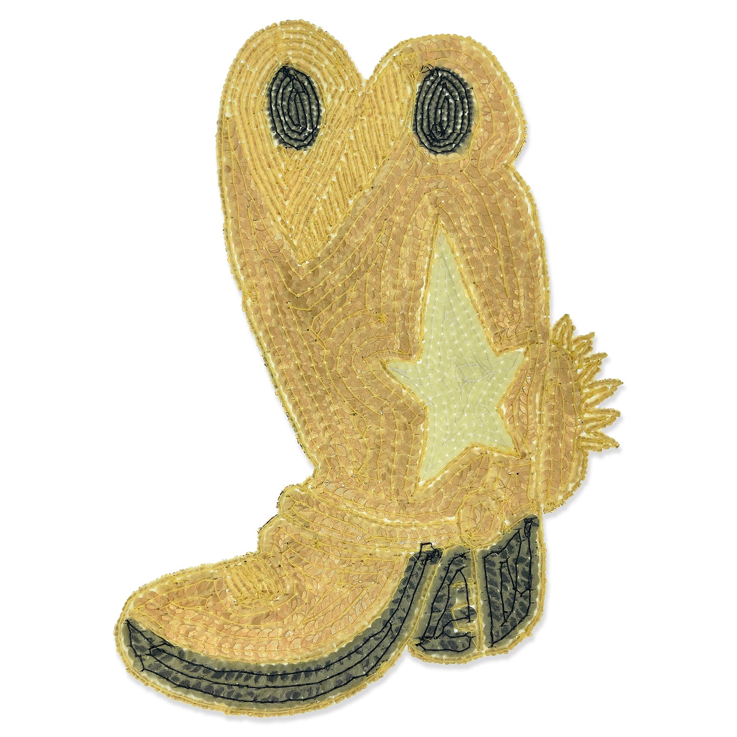 Cowboy Boot Sequin Applique - Gold Multi Sequin & Beaded Appliques