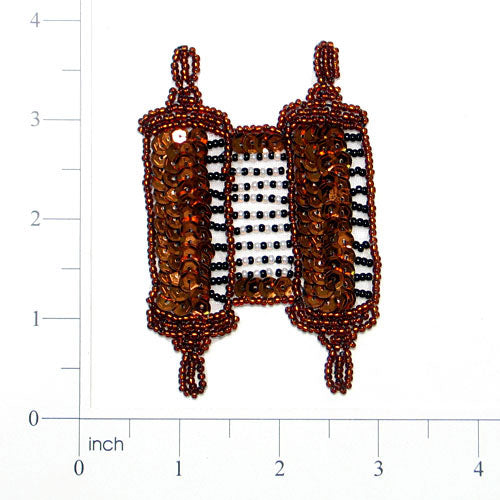 Jewish Torah Scroll Sequin Applique/Patch Bronze Sequin & Beaded Appliques