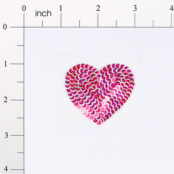 Heart Starlight Sequin Applique/Patch Fuchsia Multi Sequin & Beaded Appliques