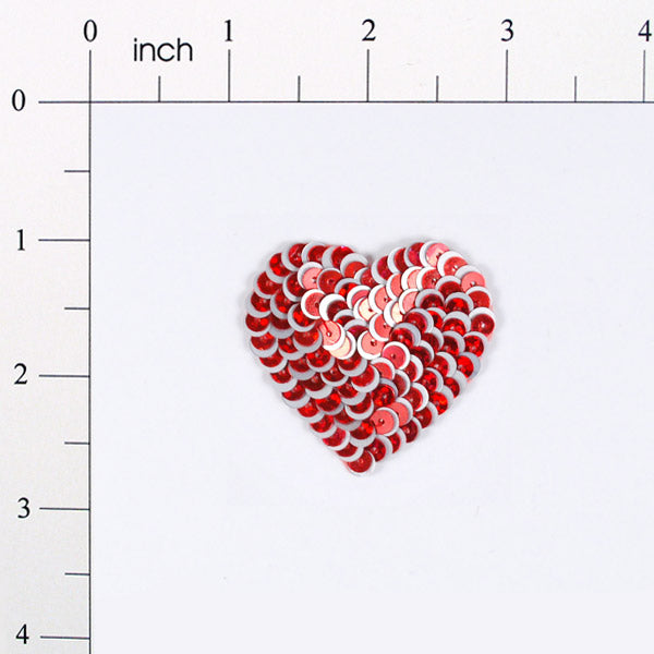 Heart Starlight Sequin Applique/Patch Red Multi Sequin & Beaded Appliques
