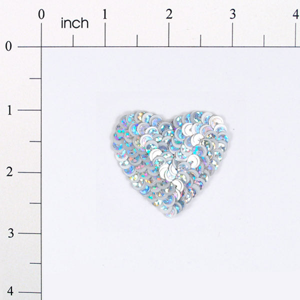 Heart Starlight Sequin Applique/Patch Silver Sequin & Beaded Appliques