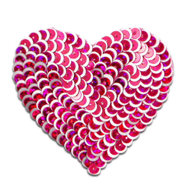 Heart Starlight Sequin Applique/Patch - SM887FSM Fuchsia Multi Sequin & Beaded Appliques